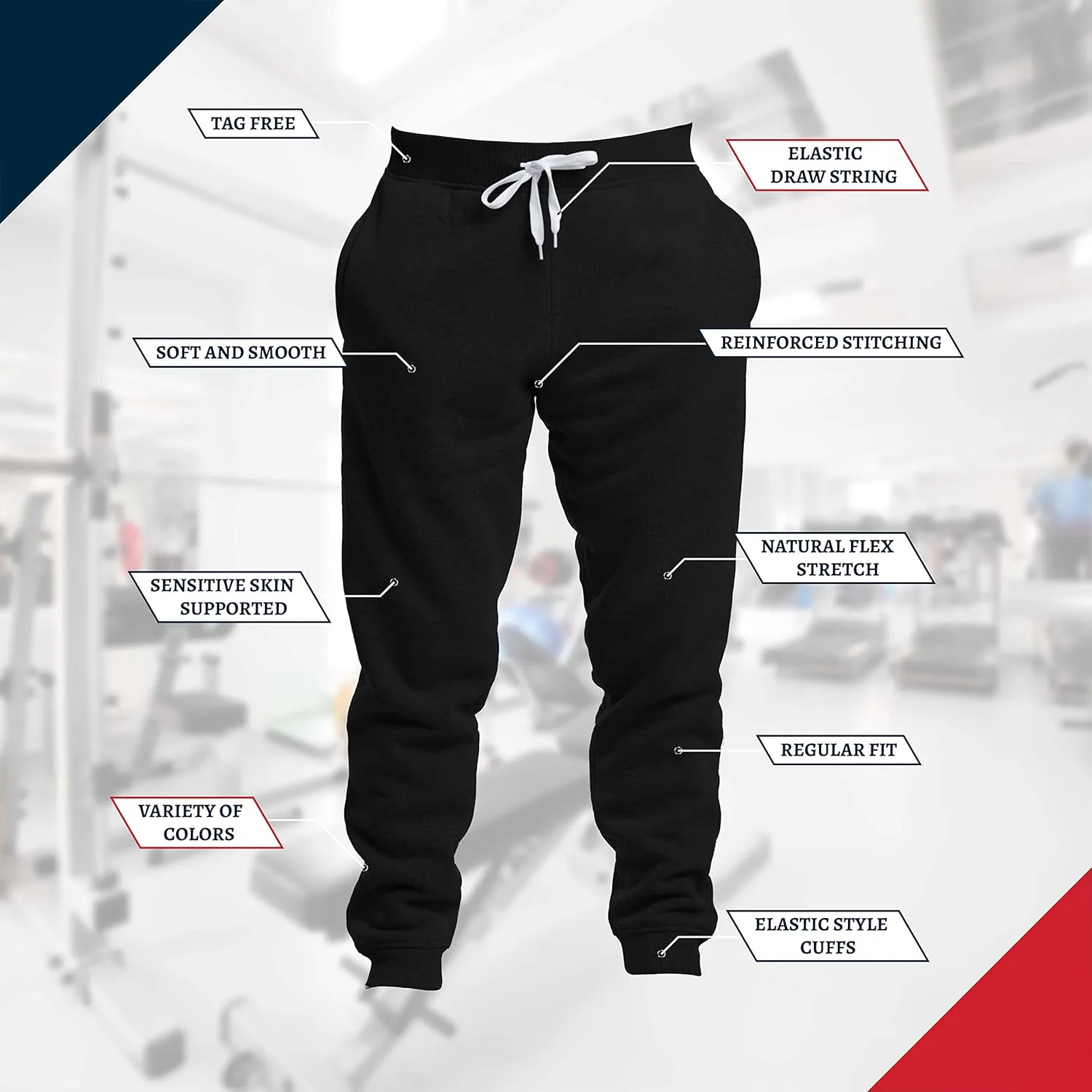 Premium Wear Mens Jogger Sweatpants - Lightweight, Super Soft, 100% Polyester | Elastic Drawstring, Deep Pockets, Tag-Free
