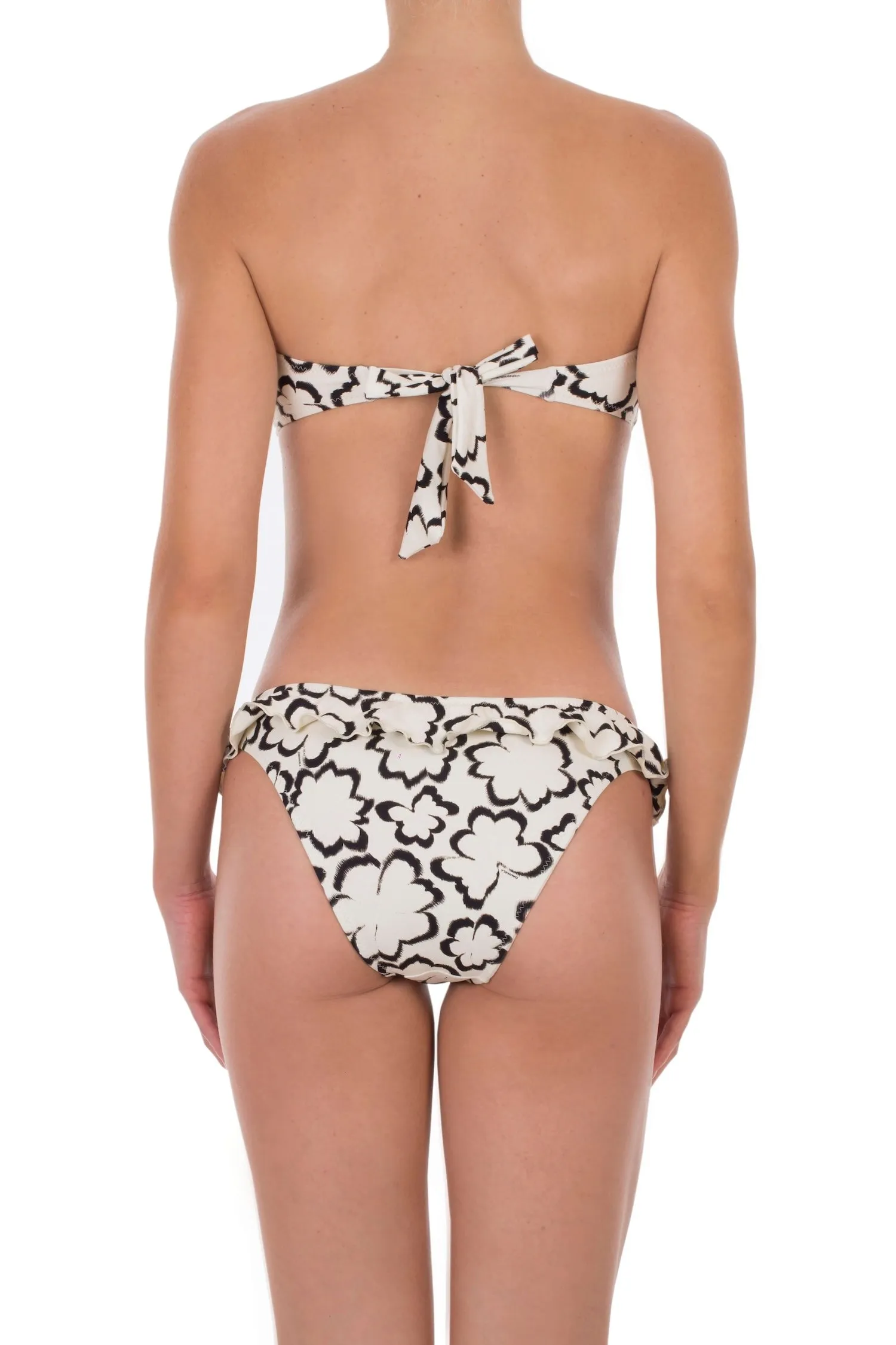 Rene Bandeau Bikini White/Black Floral