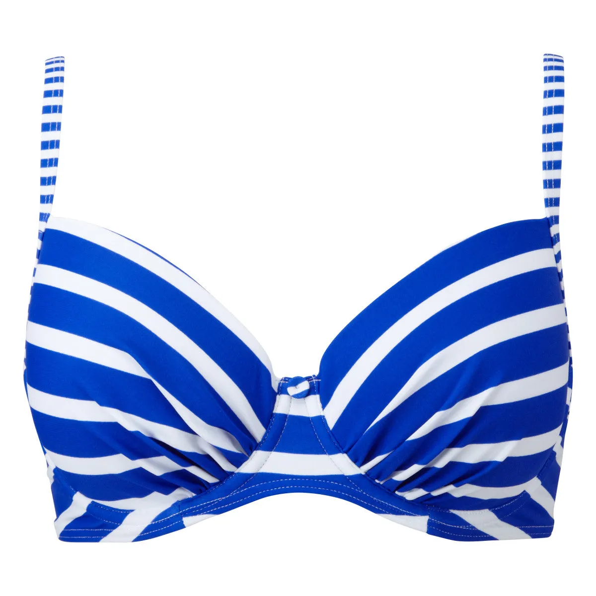 Riviera Blue & White Plunge Bikini Top - Lepel Swim