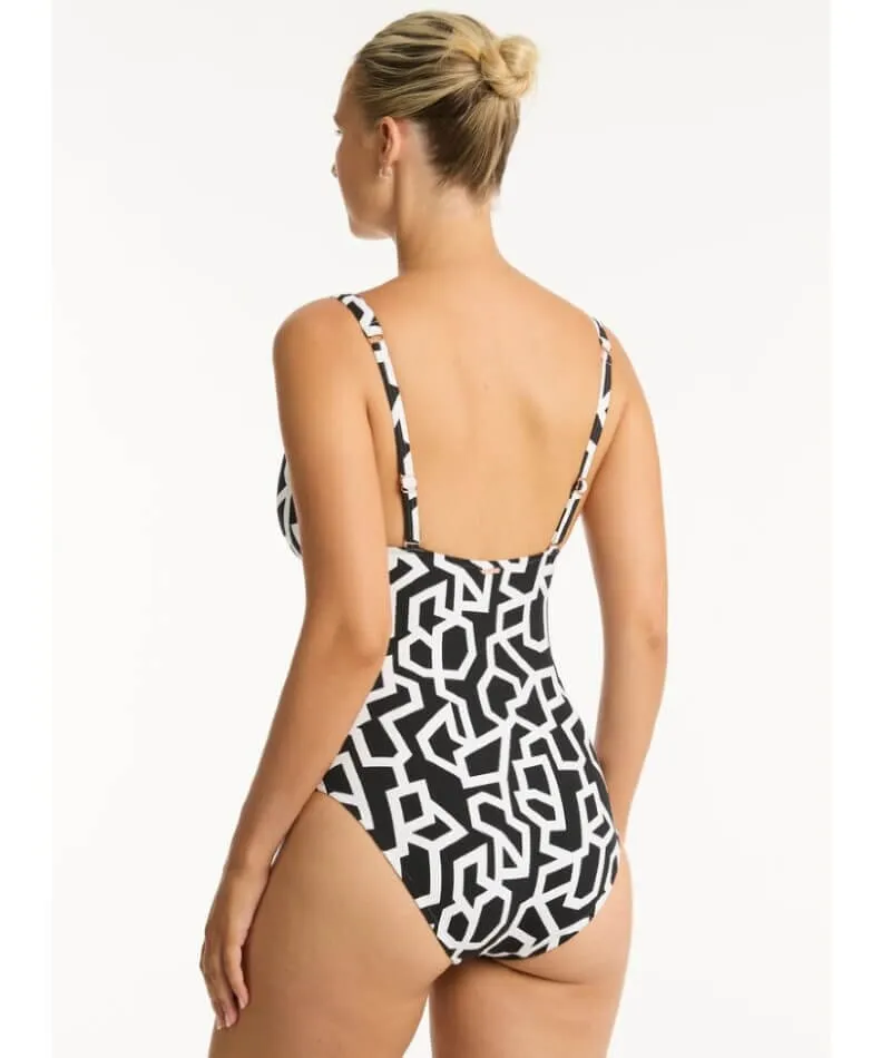 Sea Level Deco Longline Tri One Piece Swimsuit - Black