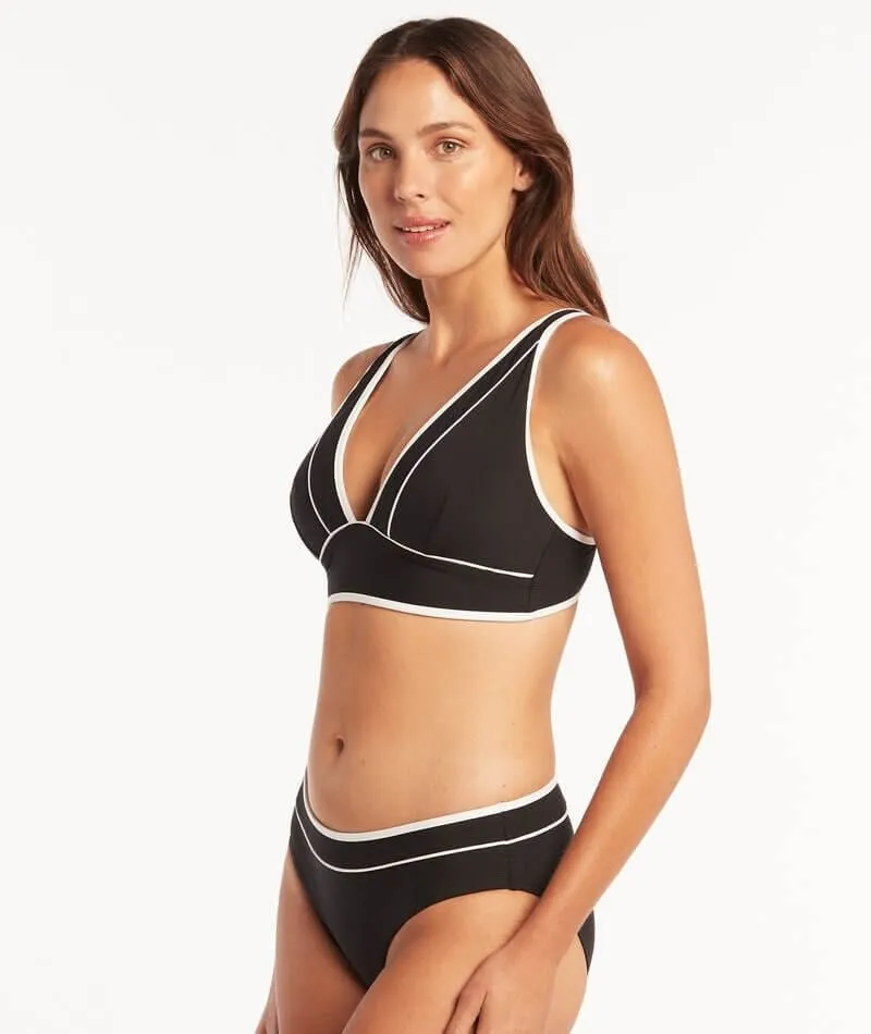 Sea Level Elite Panelled Longline Bikini Top - Black