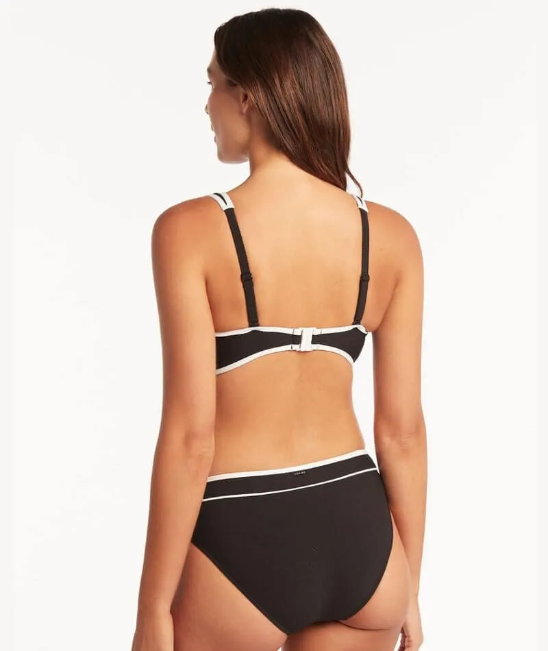 Sea Level Elite Panelled Longline Bikini Top - Black