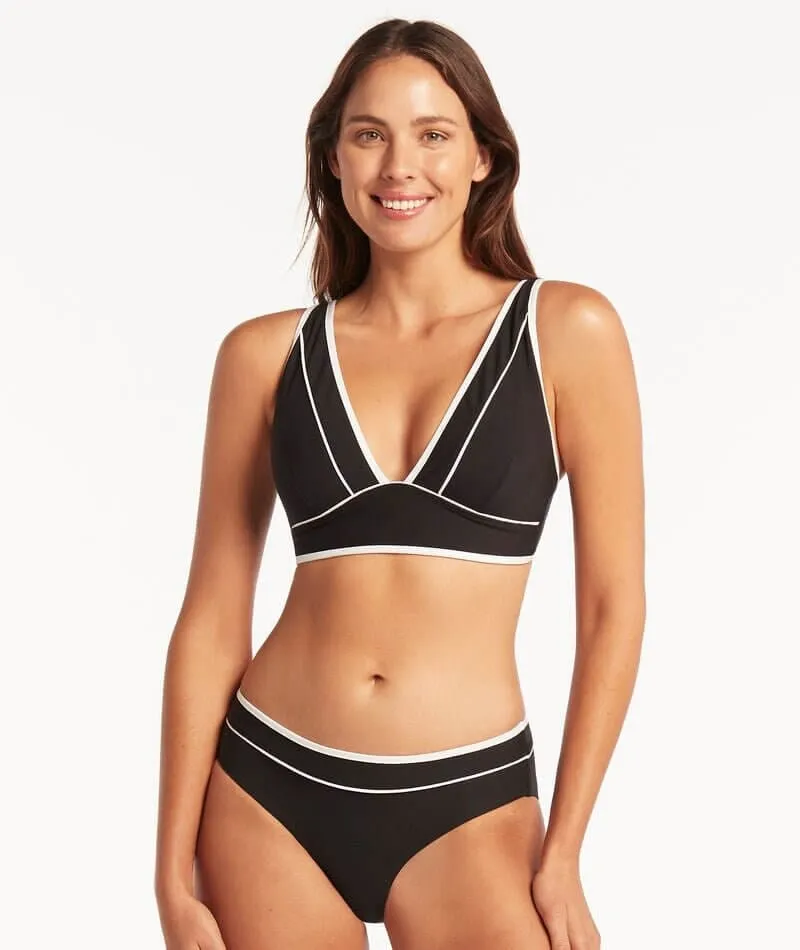 Sea Level Elite Panelled Longline Bikini Top - Black