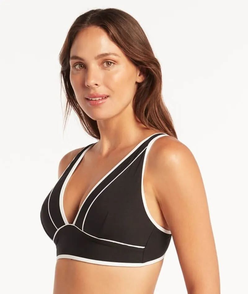 Sea Level Elite Panelled Longline Bikini Top - Black
