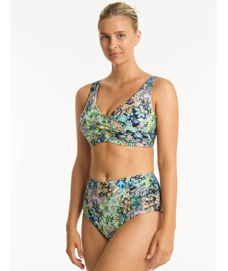 Sea Level Wildflower Gathered Side High Waist Bikini Brief - Sea