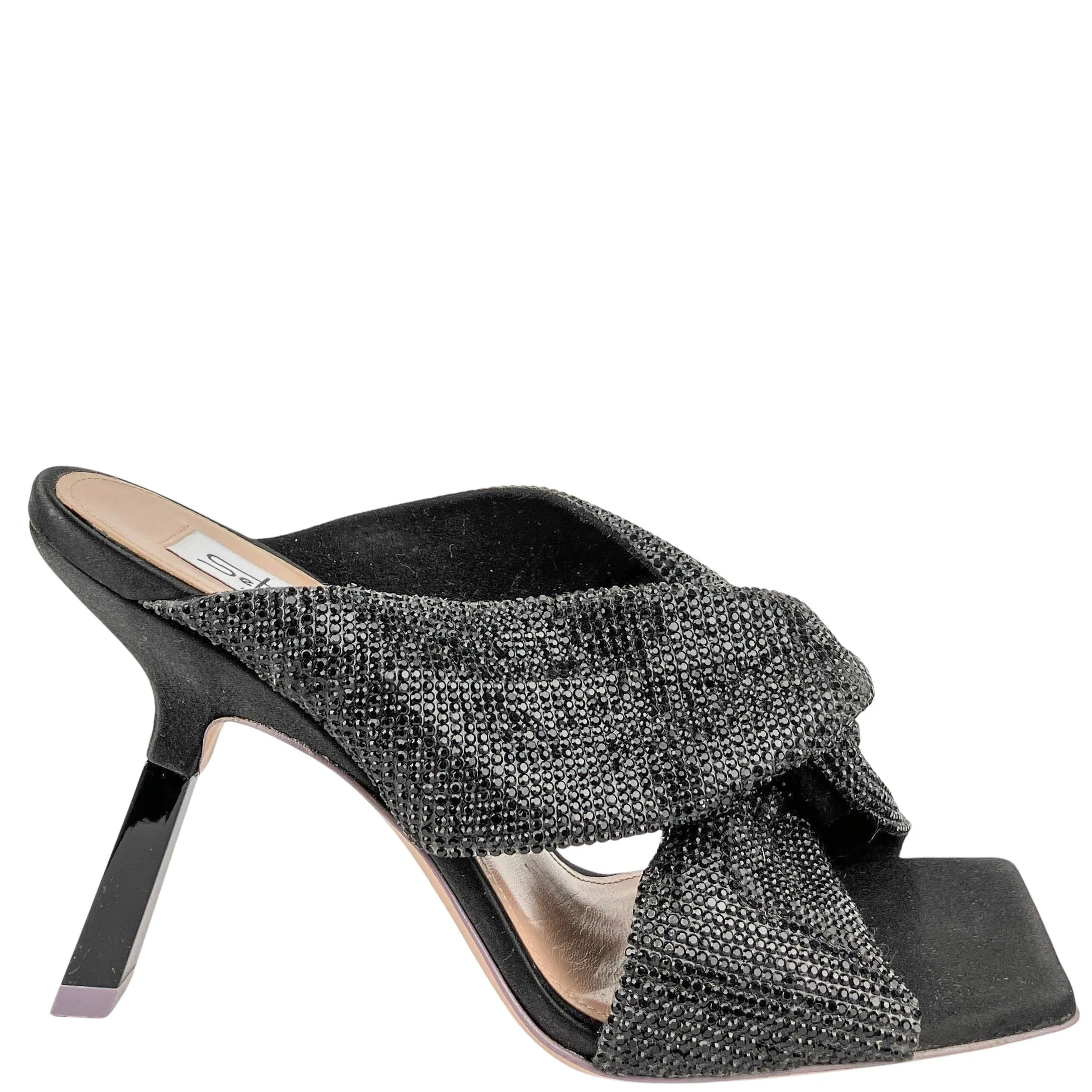 Sebastian Paris Crystal Mules in Black