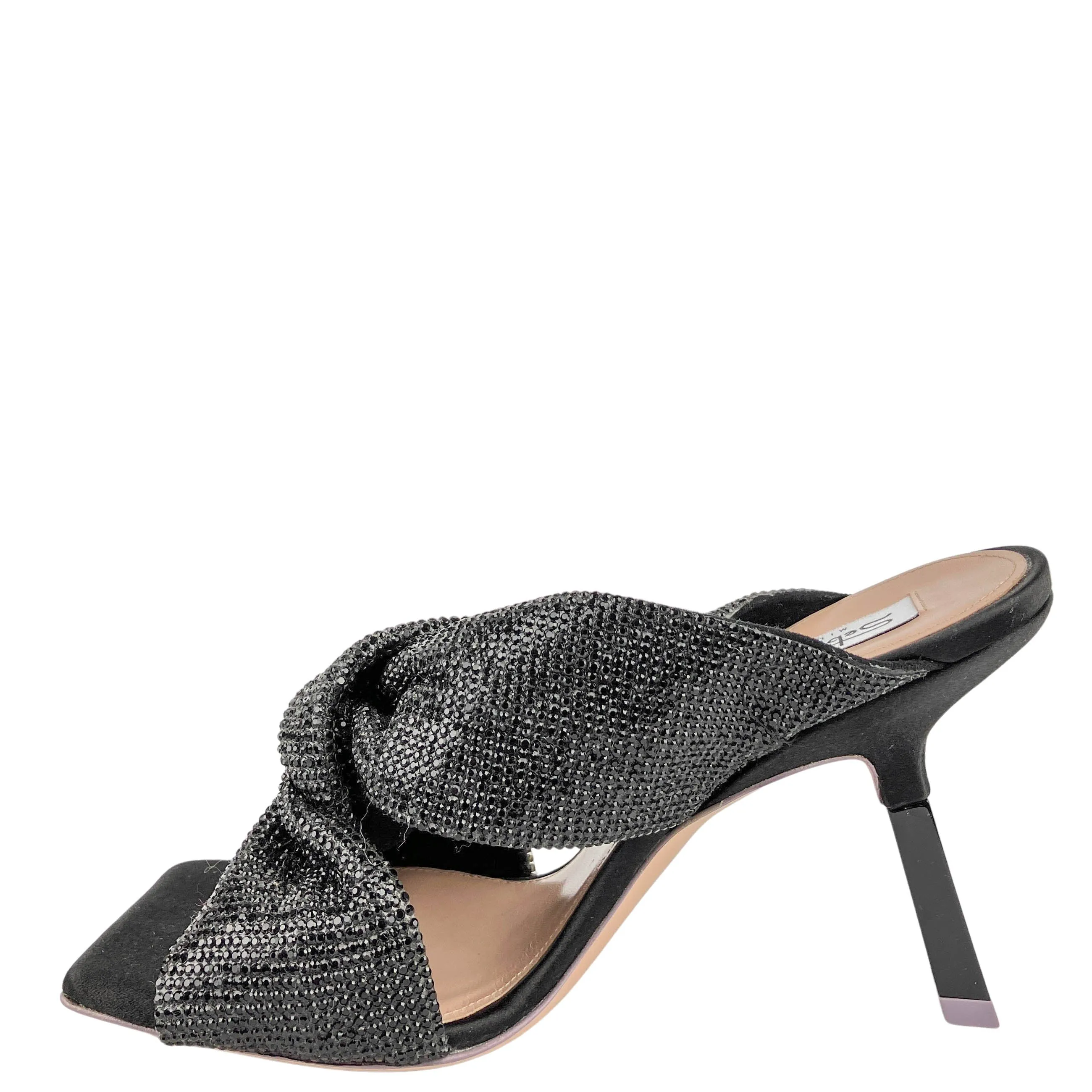 Sebastian Paris Crystal Mules in Black