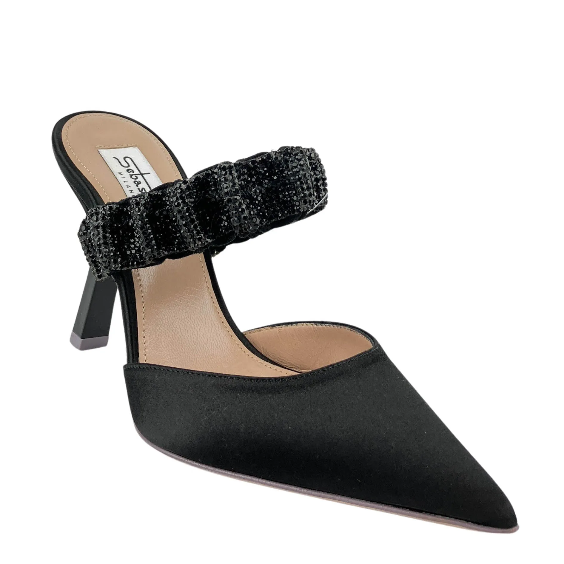 Sebastian Tina Crystal Mules in Black