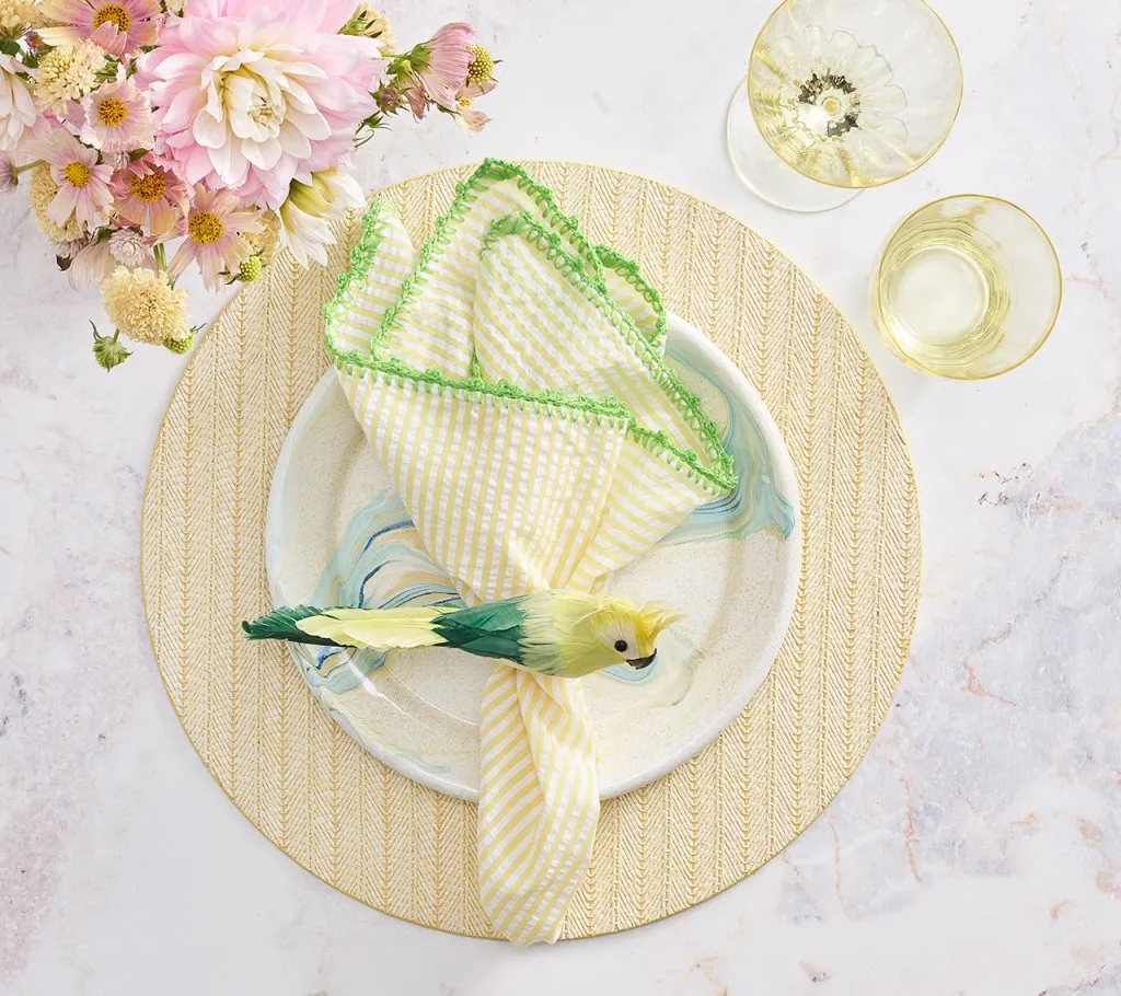 Seersucker Napkin in Yellow & Green, Set of 4