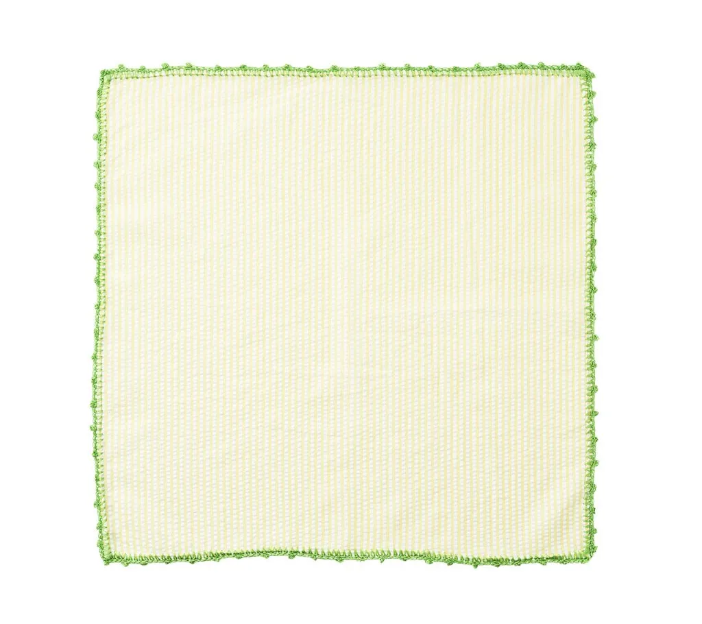 Seersucker Napkin in Yellow & Green, Set of 4