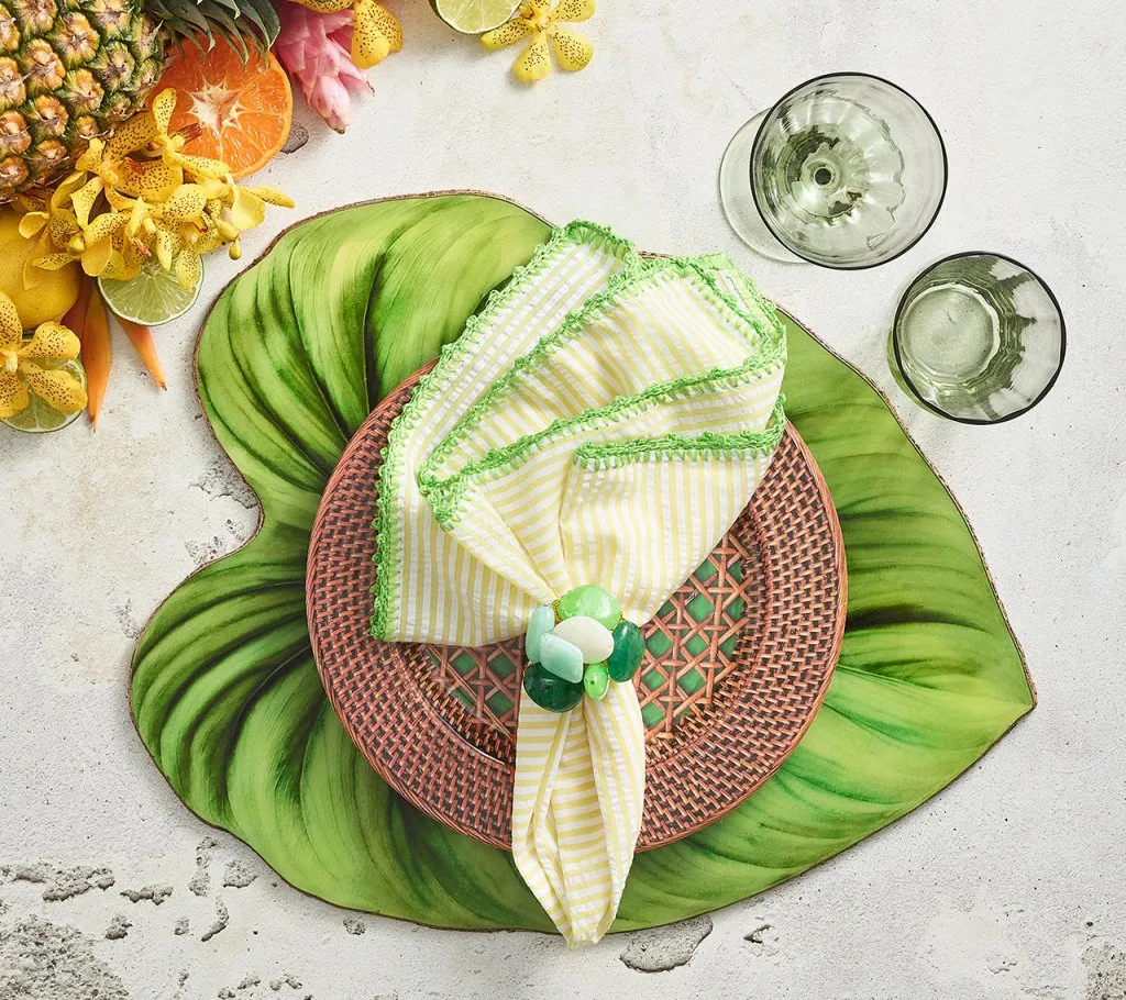 Seersucker Napkin in Yellow & Green, Set of 4