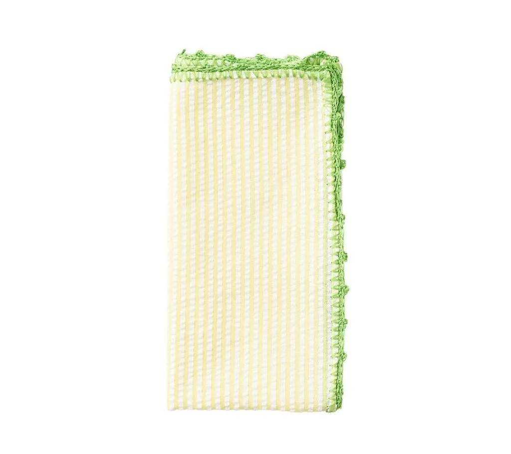 Seersucker Napkin in Yellow & Green, Set of 4