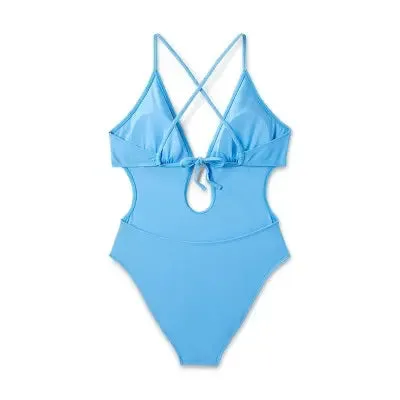 Shade & Shore Women's Plunge One Piece Swimsuit Tie-Front Swimwear
