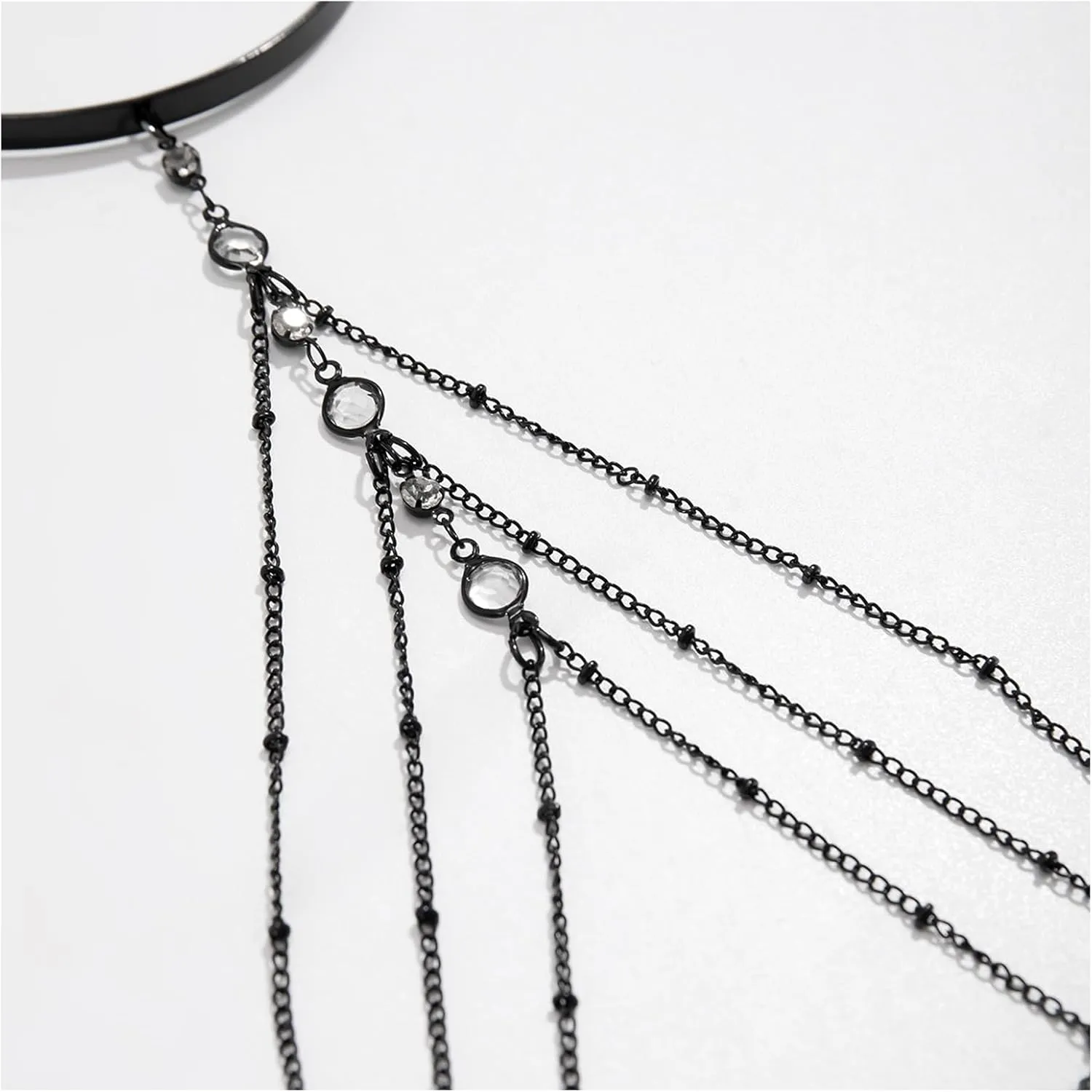 Simple Crystal Bead Tassel Upper Arm Chain Bracelet Multi-layered Bikini Armlet Rhinestone Adjustable Open Arm Cuff Bangle Bracelets Summer Beach Body Jewelry for Women