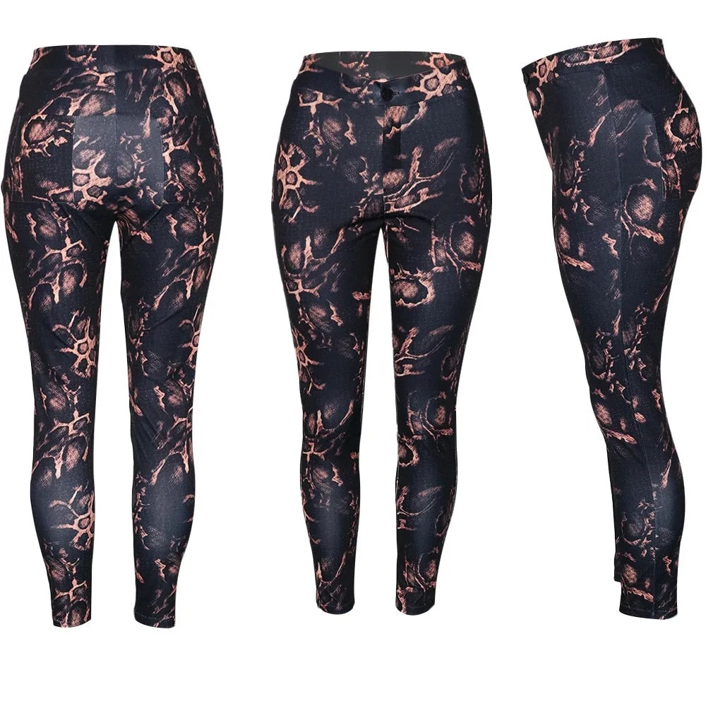 Snakeskin Printed Tight Pants & Shorts