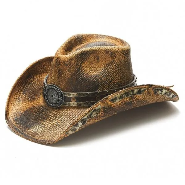 Stampede Men's Western Straw Cowboy Hat - The Revolver Tea Stained