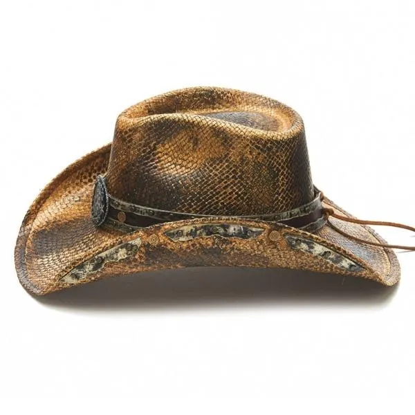Stampede Men's Western Straw Cowboy Hat - The Revolver Tea Stained