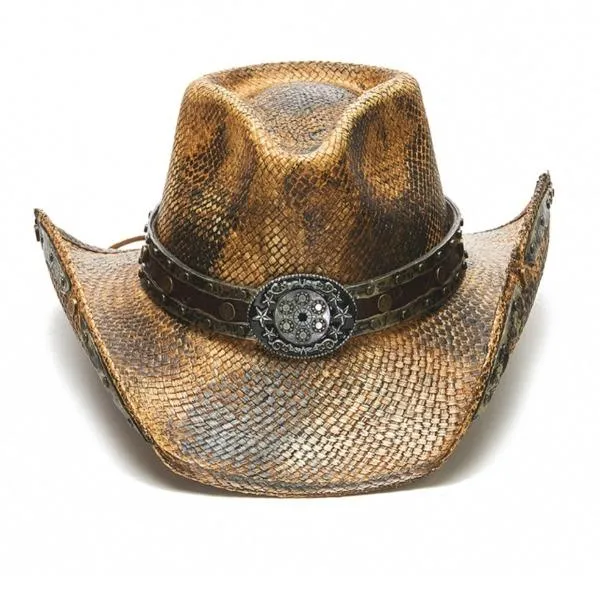 Stampede Men's Western Straw Cowboy Hat - The Revolver Tea Stained