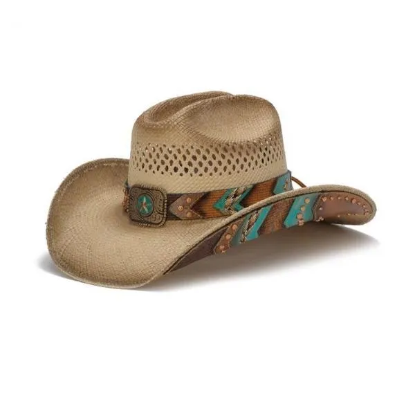 Stampede Women's Straw Western Hat - The Copper Head Southwest Turquoise Pattern