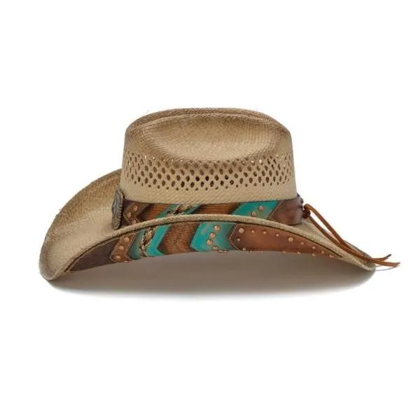 Stampede Women's Straw Western Hat - The Copper Head Southwest Turquoise Pattern