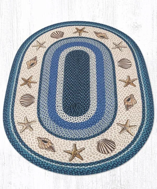 Starfish & Seashells Oval Patch Rug