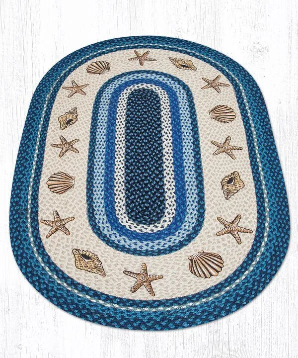 Starfish & Seashells Oval Patch Rug