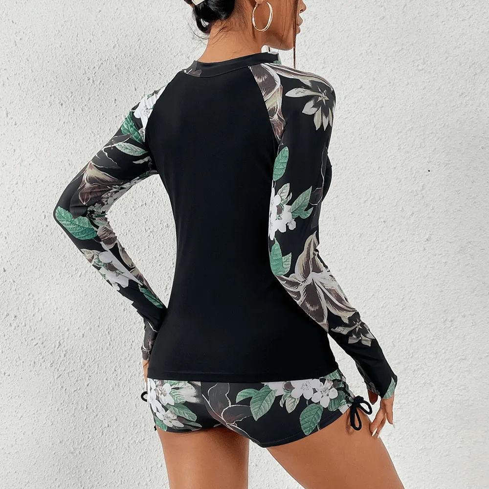 Stylish Split Women's Long Sleeve Surfing Swimwear - SF0937