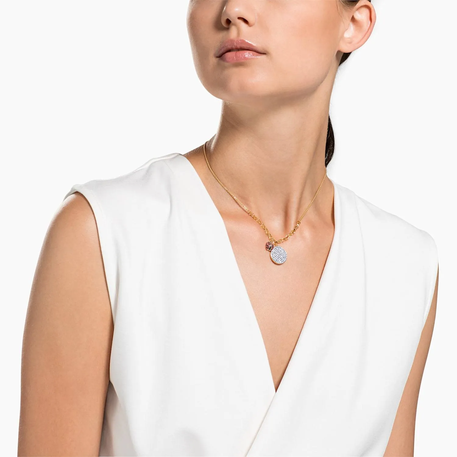 SWAROVSKI Lisabel Coin Necklace - Red & Gold-tone plated #5498808