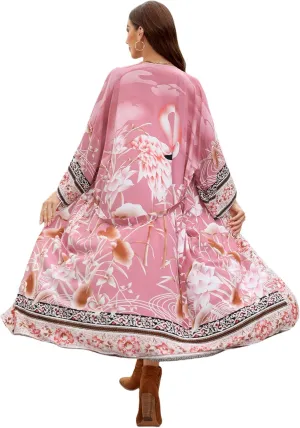 Swimsuit Coverups for Women Beach Kimonos Bikini Cover Ups for Swimwear Printed Flowy Summer Vacation Boho Bathing Suit
