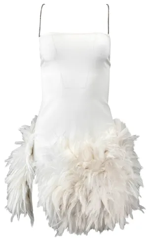 The Attico Fujiko Feather Embellished Mini Dress in White