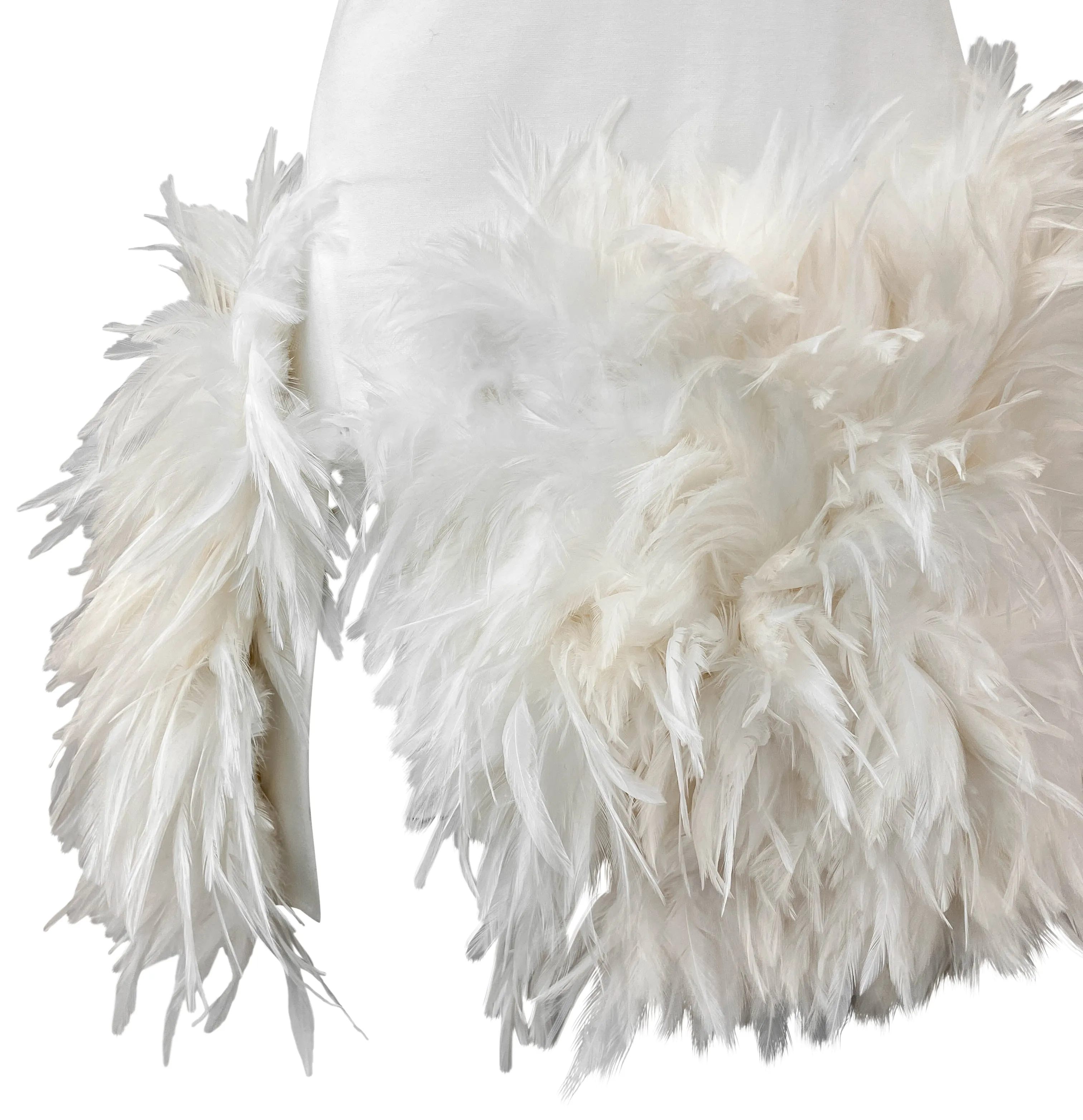 The Attico Fujiko Feather Embellished Mini Dress in White