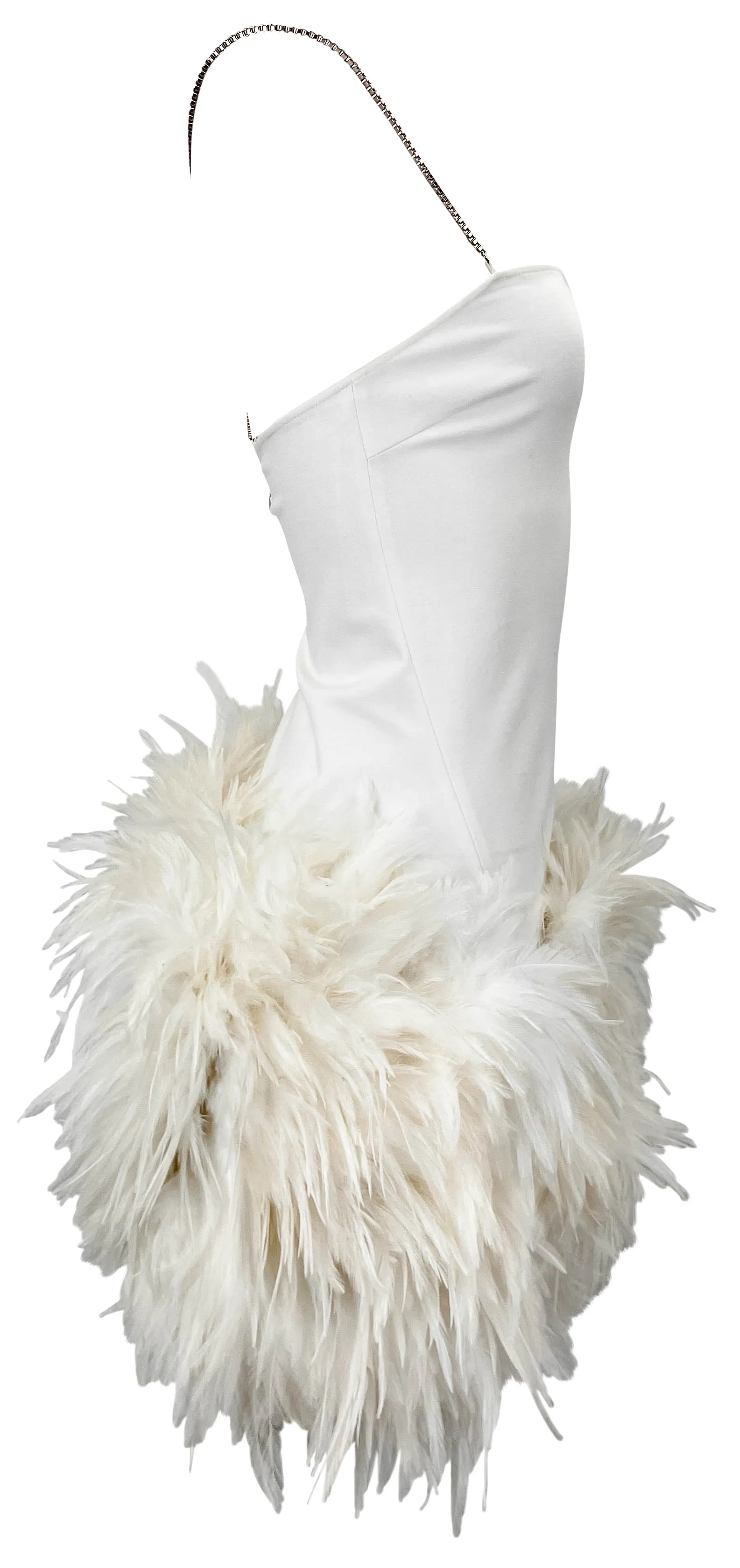 The Attico Fujiko Feather Embellished Mini Dress in White