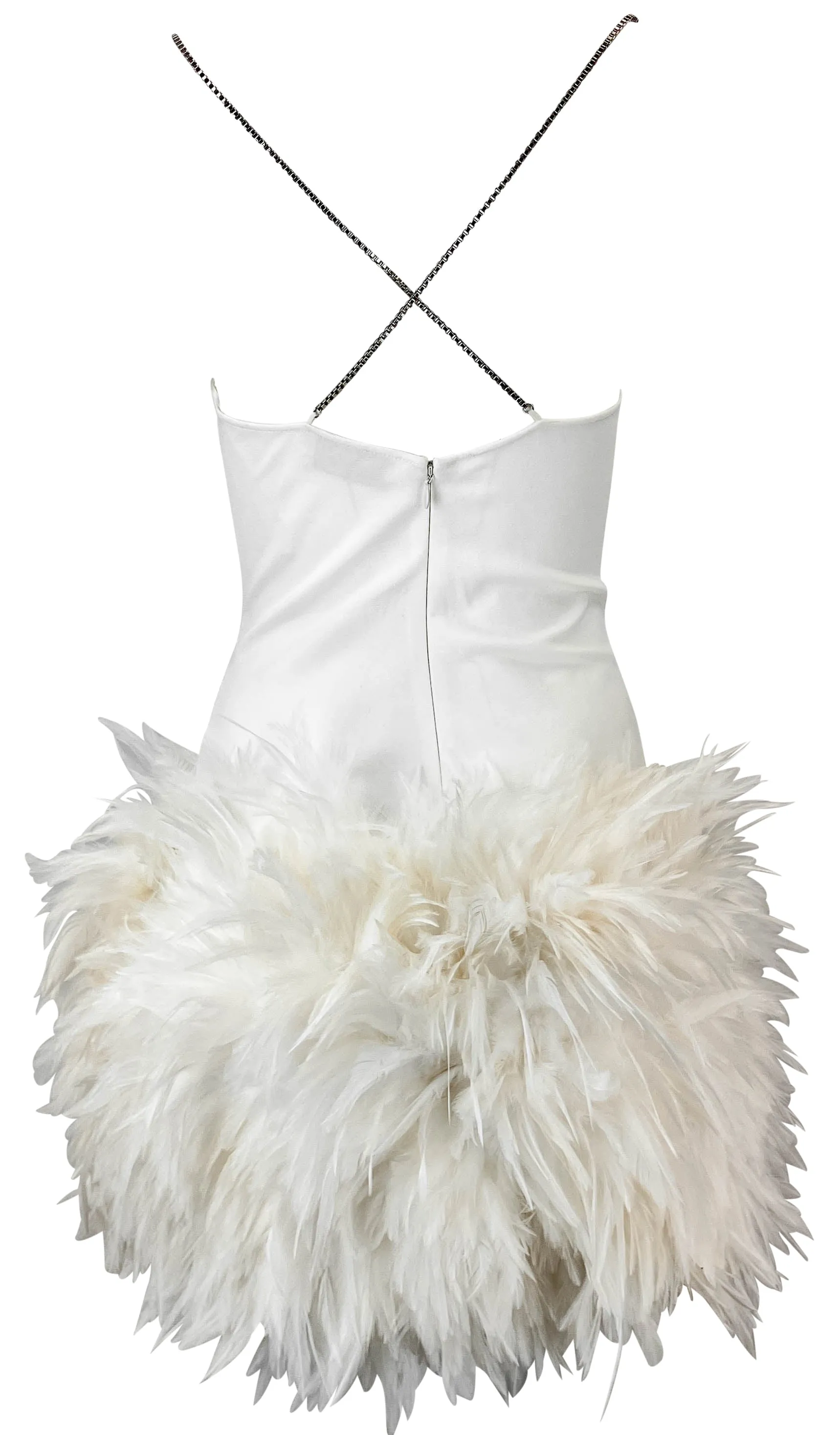 The Attico Fujiko Feather Embellished Mini Dress in White