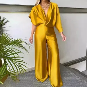 Timeless Grace Wide-Leg Gold Jumpsuit - Prolyf Styles