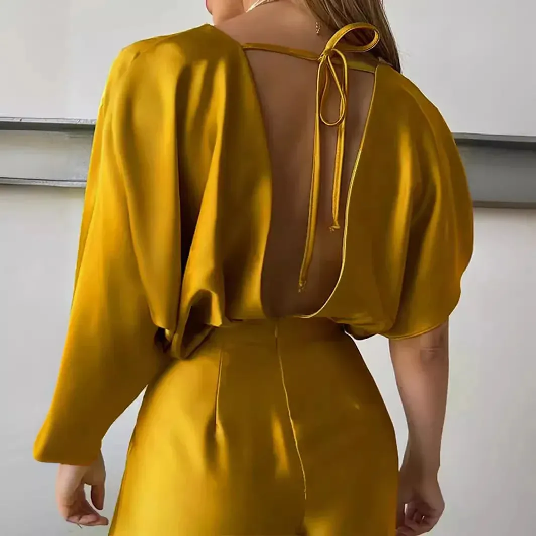 Timeless Grace Wide-Leg Gold Jumpsuit - Prolyf Styles