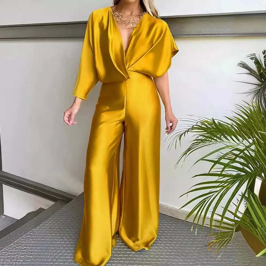 Timeless Grace Wide-Leg Gold Jumpsuit - Prolyf Styles