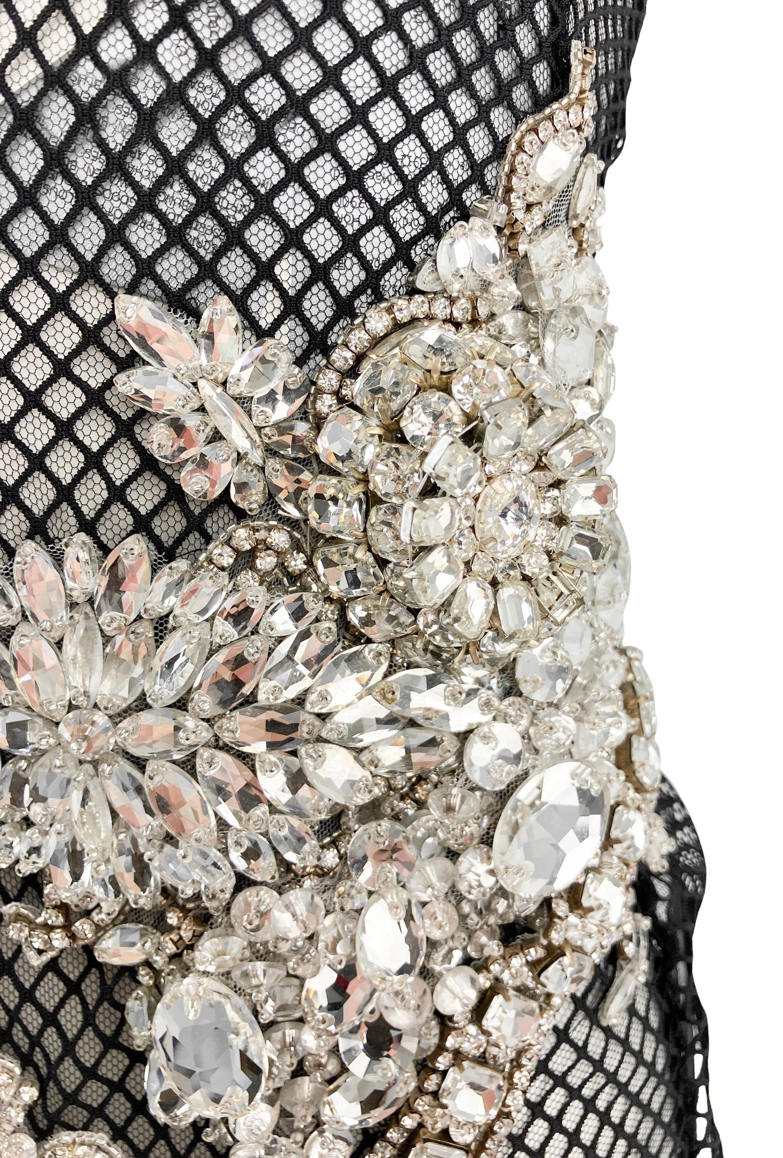 Tom Ford Crystal-Embellished Fishnet Tank Top in Black