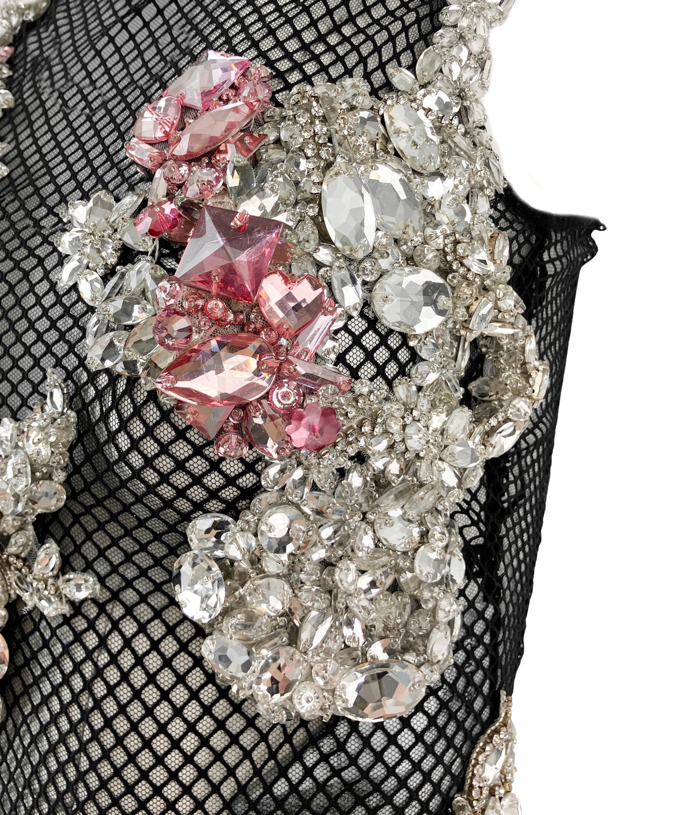 Tom Ford Crystal-Embellished Fishnet Tank Top in Black