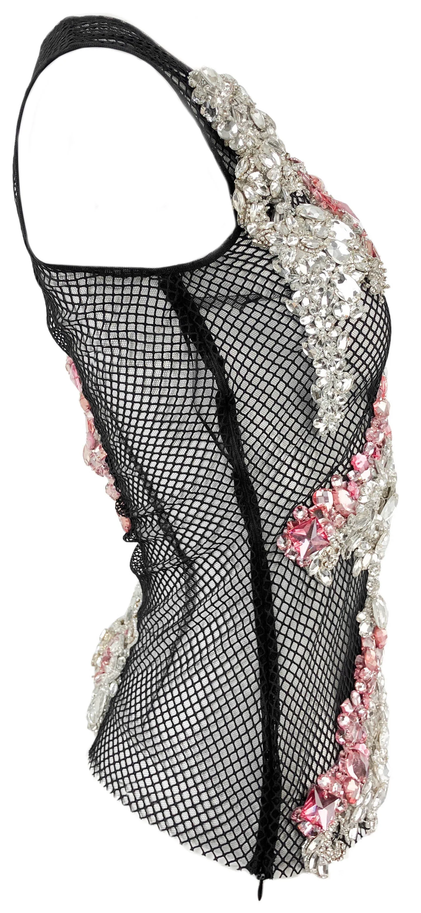 Tom Ford Crystal-Embellished Fishnet Tank Top in Black