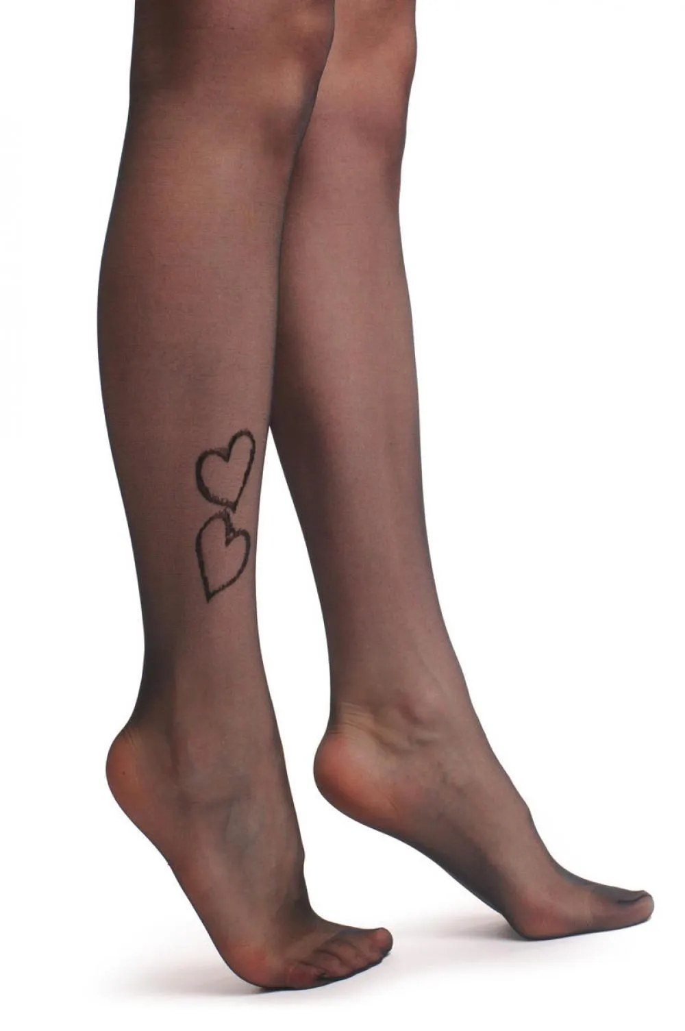 Transparent With Two Hearts Above Ankle 20 Den