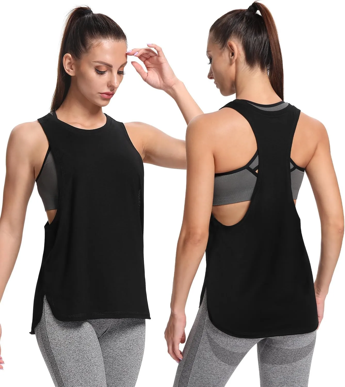 Ullnoy Workout Tank Tops for Women Running Muscle Tanks Sleeveless Loose Fit Gym Yoga Sport Shirts 3-5 Pack