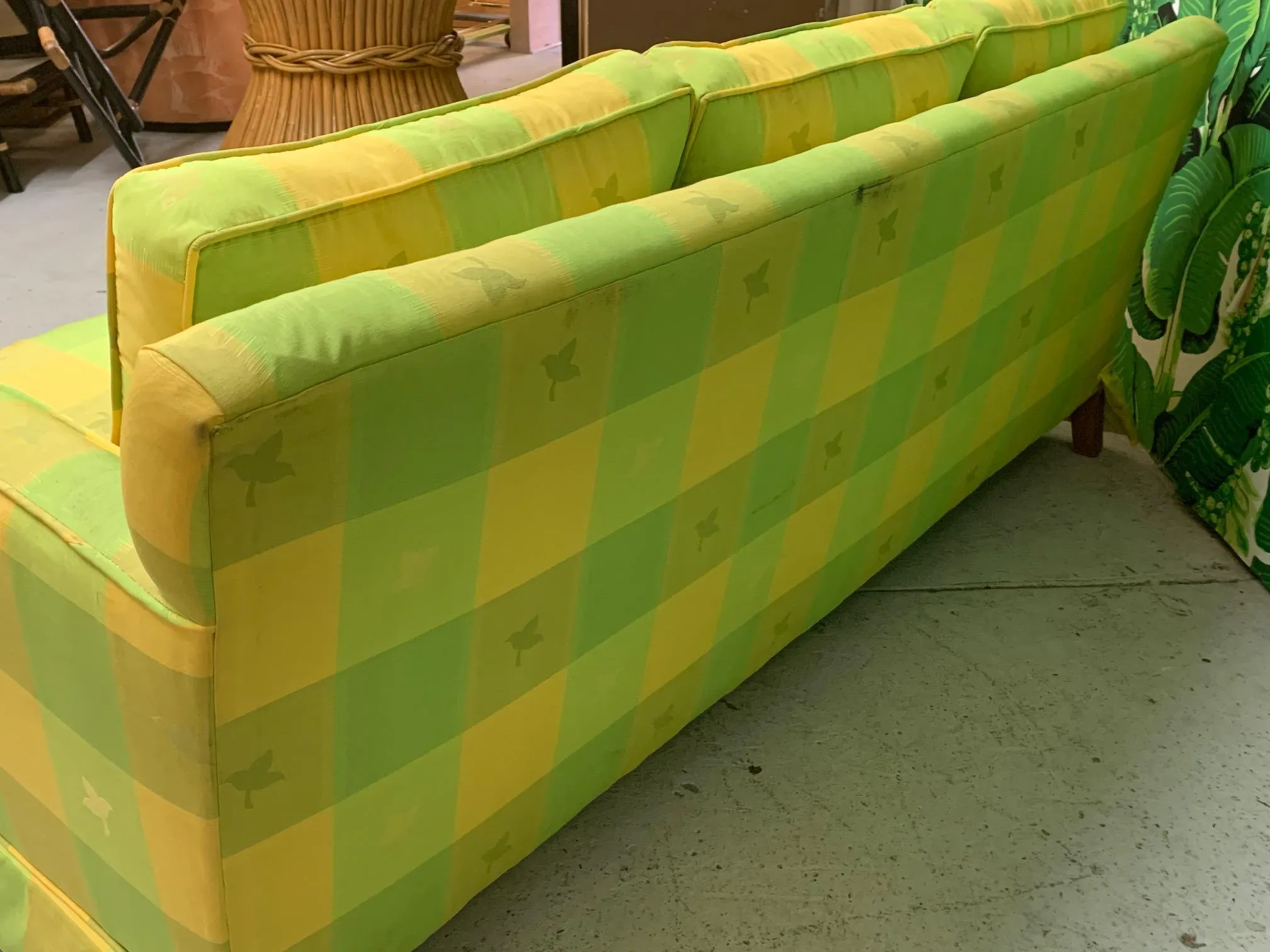 Vintage Hollywood Regency Plaid Sofa
