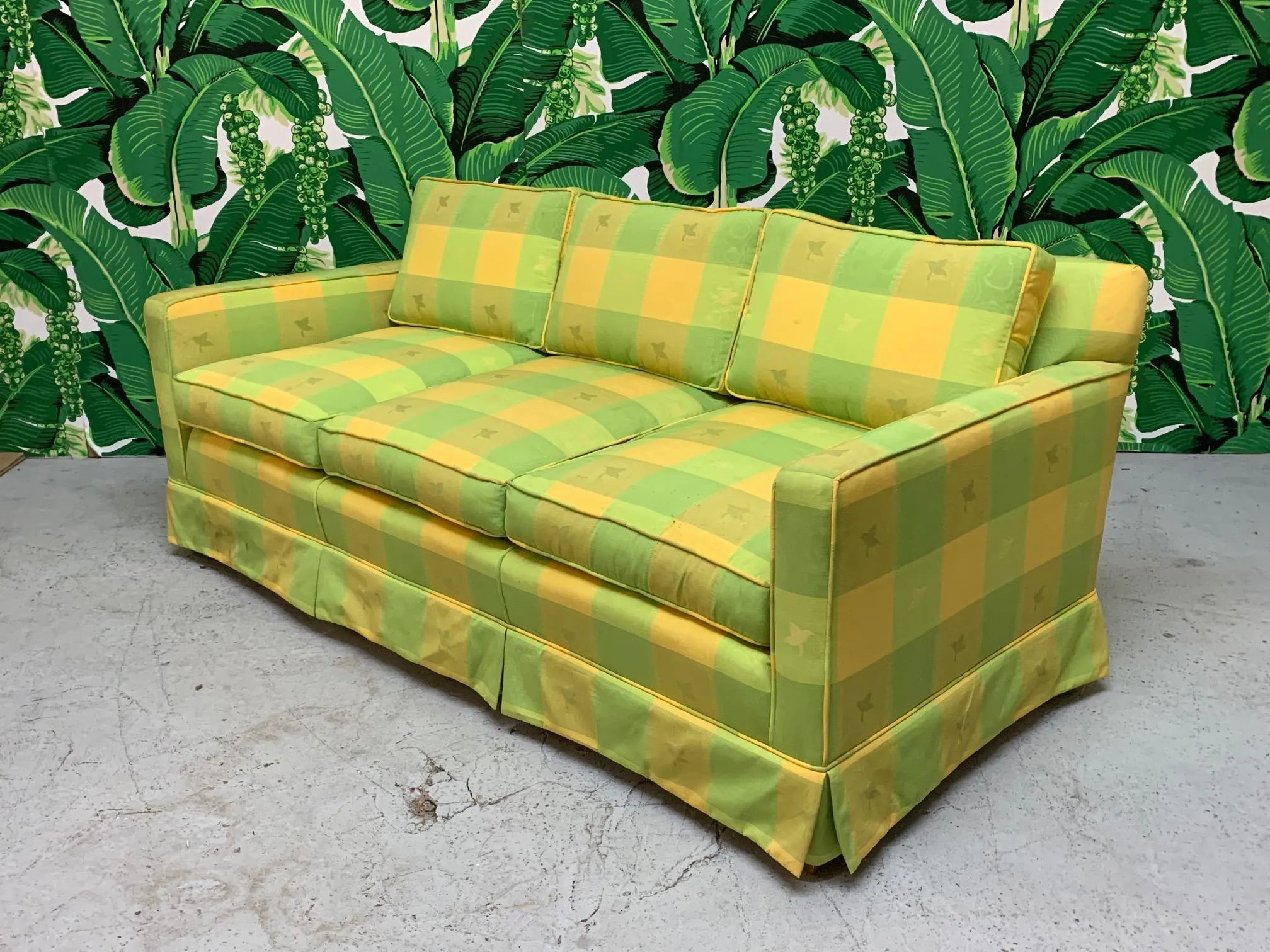 Vintage Hollywood Regency Plaid Sofa
