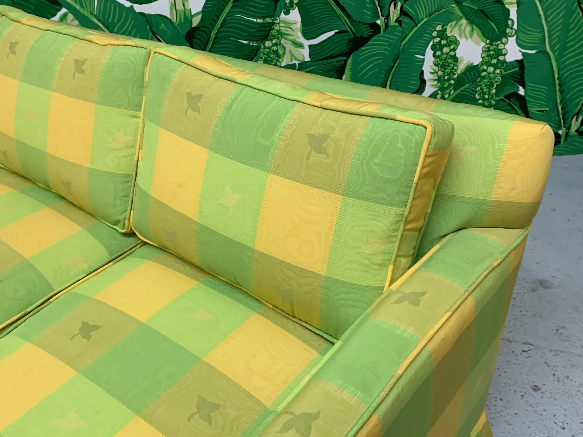 Vintage Hollywood Regency Plaid Sofa