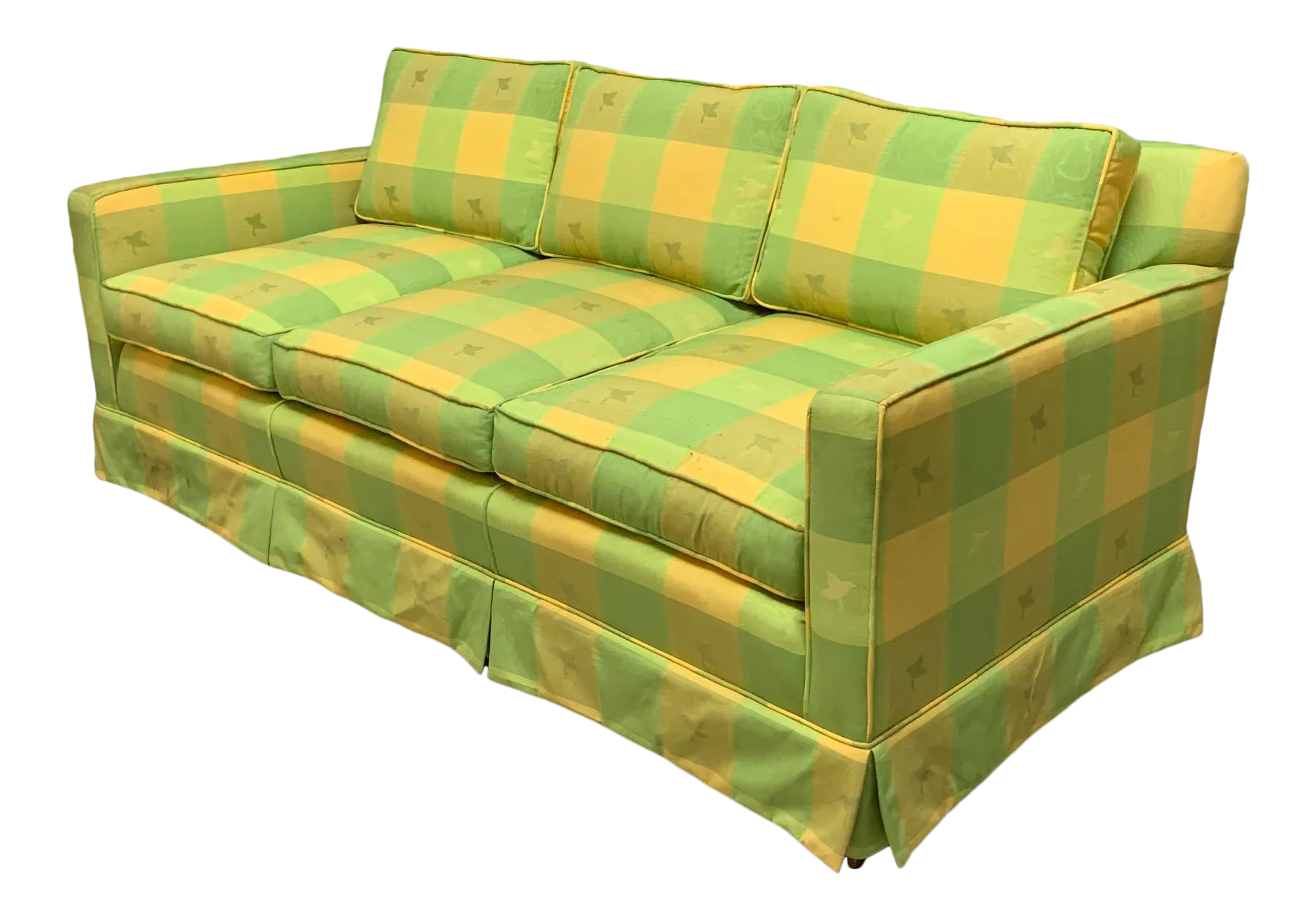 Vintage Hollywood Regency Plaid Sofa