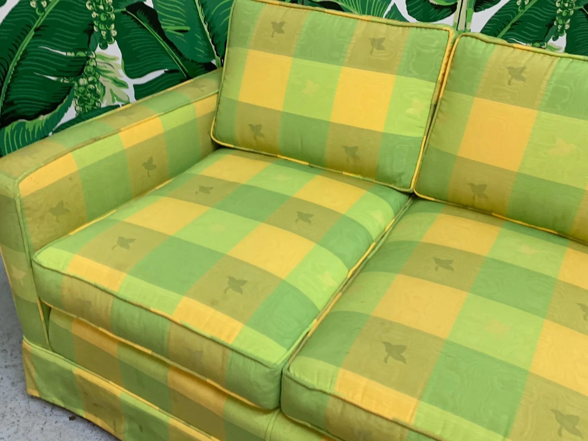 Vintage Hollywood Regency Plaid Sofa