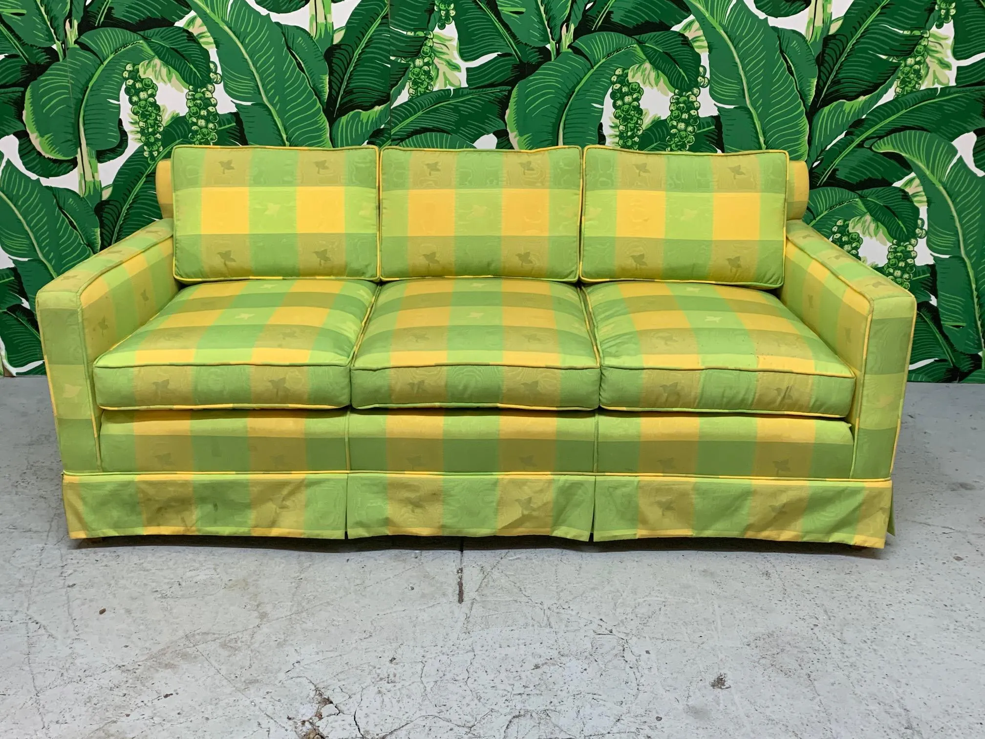 Vintage Hollywood Regency Plaid Sofa
