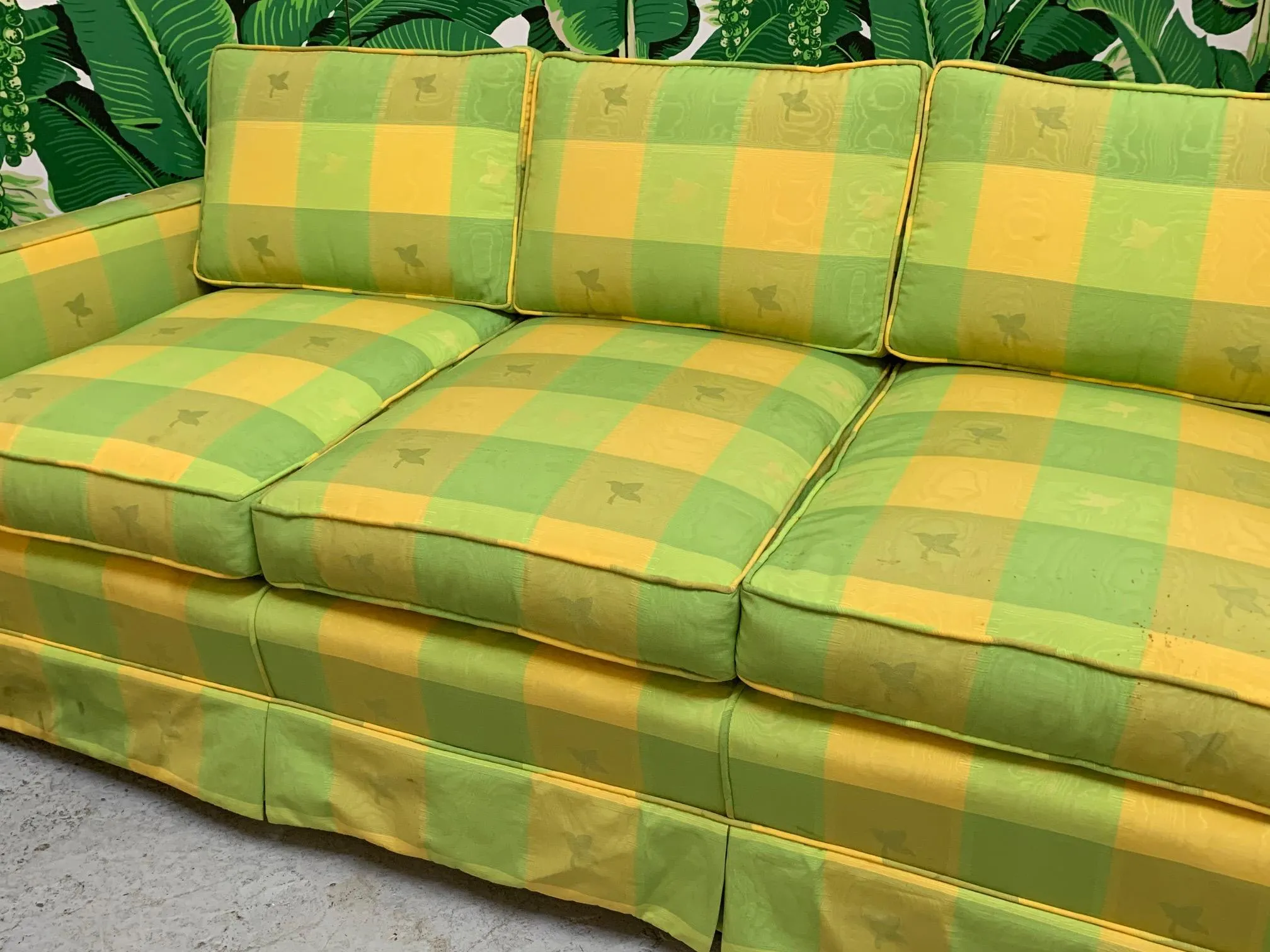 Vintage Hollywood Regency Plaid Sofa