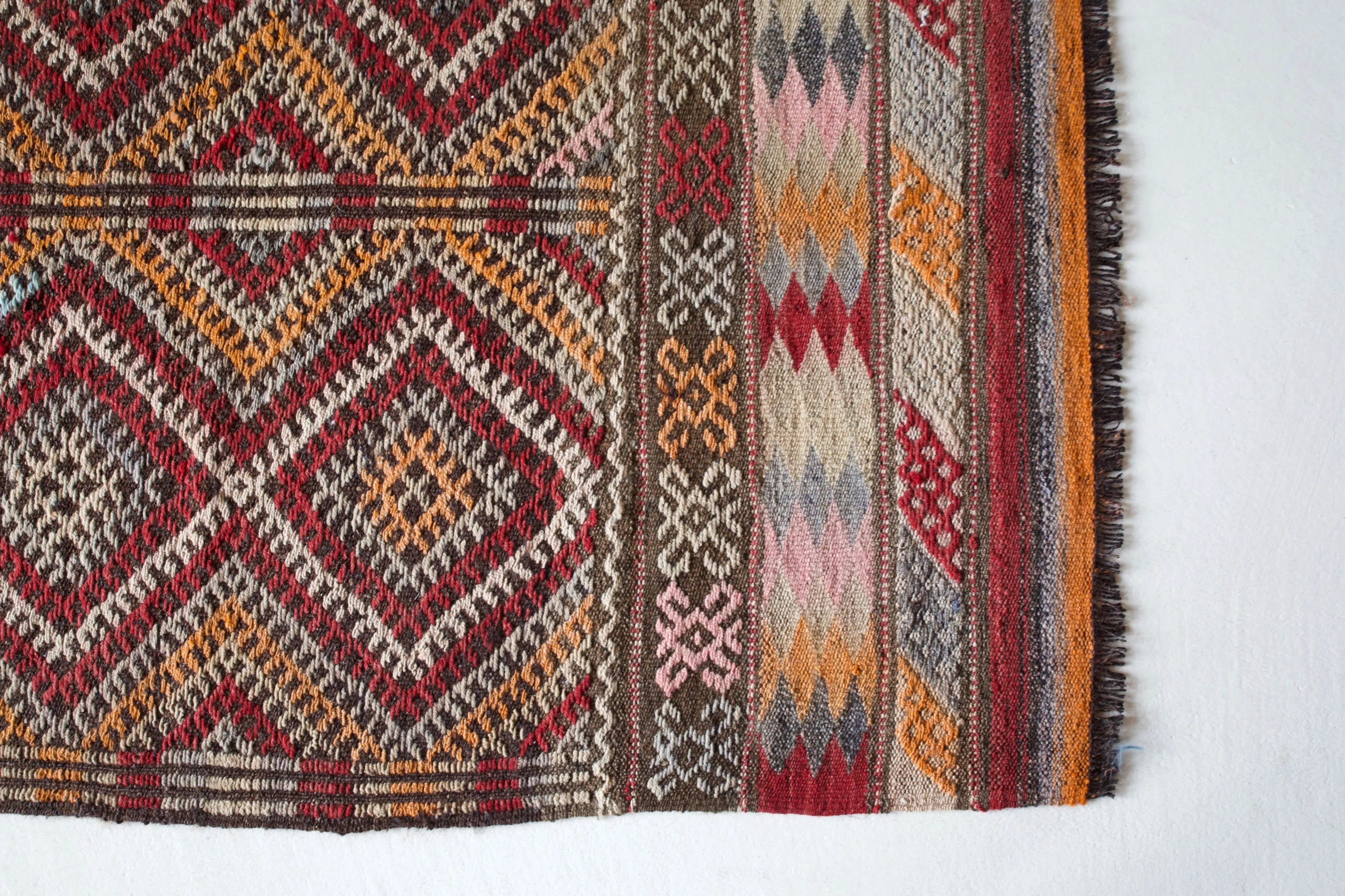Vintage Turkish Cicim Kilim Rug 2'10"x4'4"