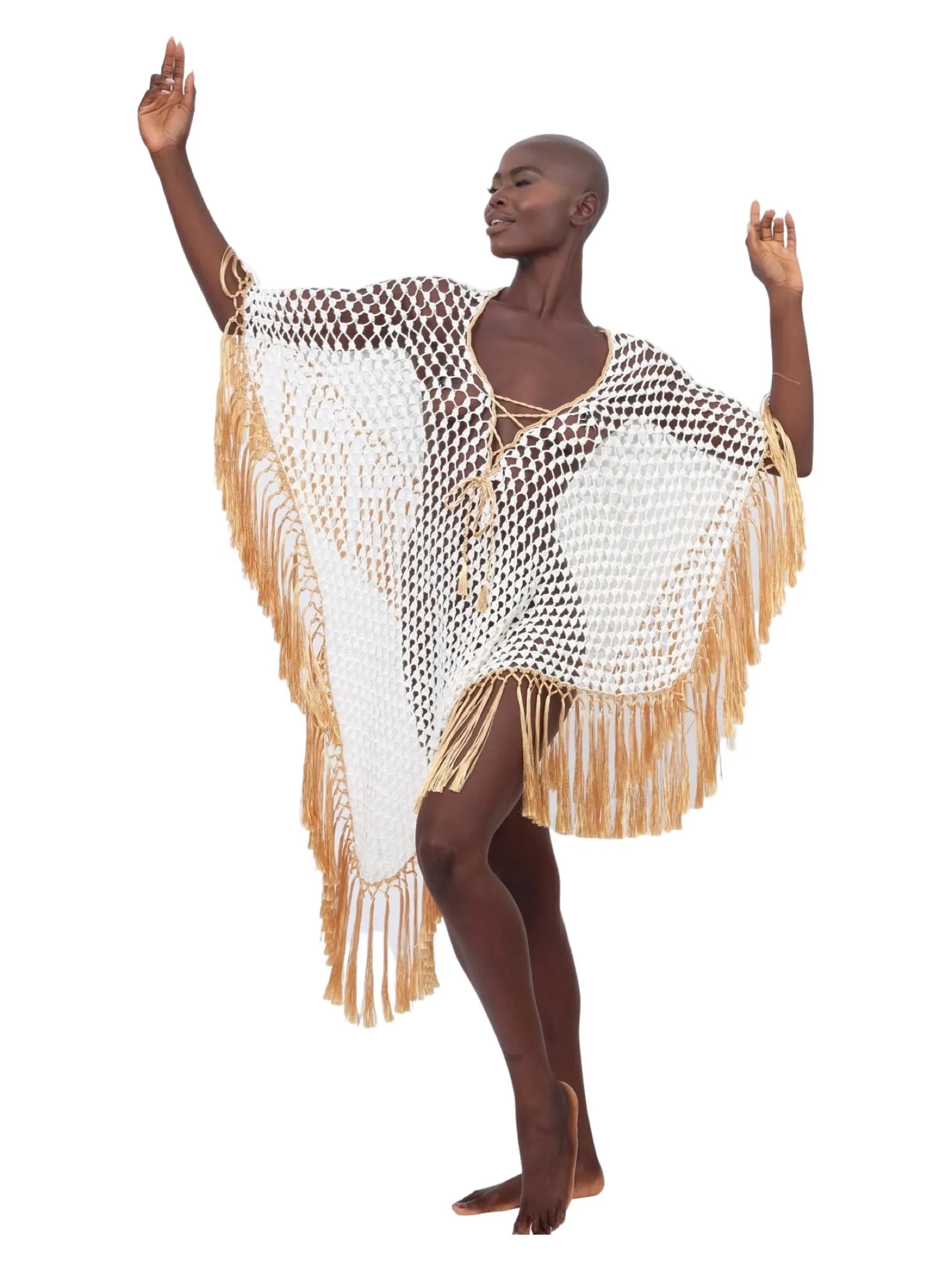 White Phoenix Fringed Coverup